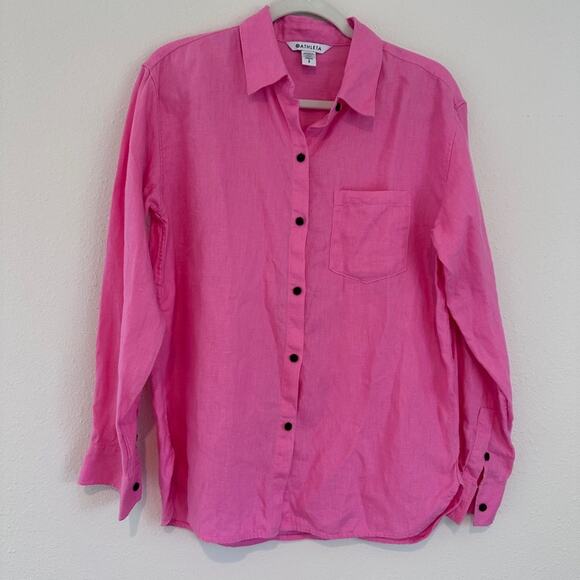 Athleta Retreat Linen Top, Pink, Size Small - Picture 1 of 10